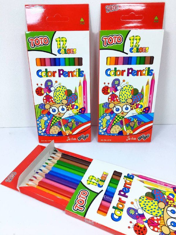 مداد رنگی 12 رنگ مقوایی TOTO (نقدی) _کد118
