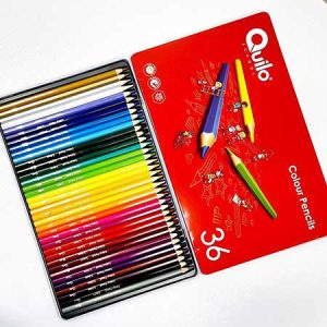 مدادرنگی 36رنگ تخت فلز کویلو _ کد 1253_ خرید عمده مداد رنگی