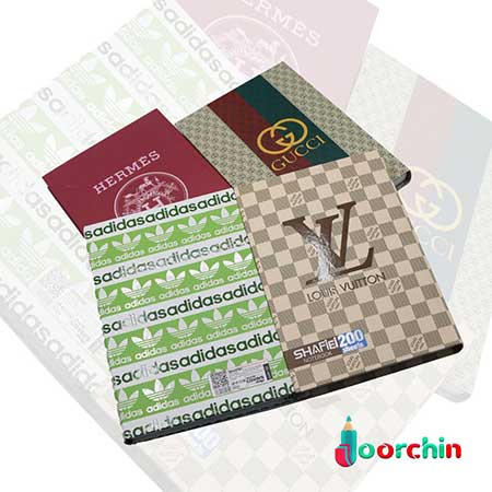 دفتر 200برگ ته دوخت طرح برند شفیعی 55 _ خرید دفتر طرح برند