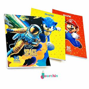 دفتر-80برگ-فانتزی-ته-چسب-خطی-شفیعی-کد7_ دفتر عمده ارزان