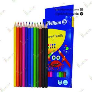 مداد رنگی 12رنگ مقوایی پلیکان _کد 2571 _خرید عمده لوازم التحریر